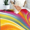 World Rug Gallery Modern Contemporary Waves Area Rug 2' x 3' Multi 501MULTI2X3